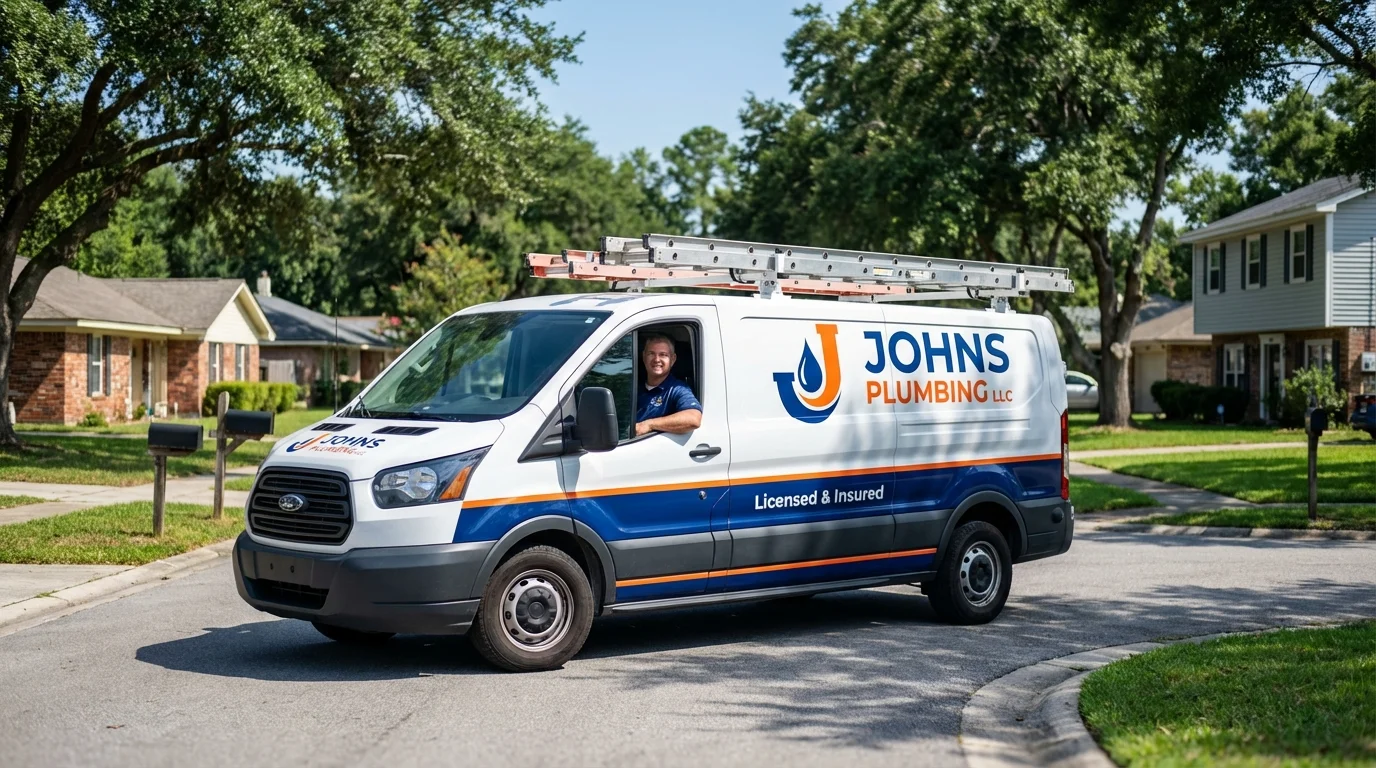 Johns Plumbing LLC service van in Soulsbyville, CA