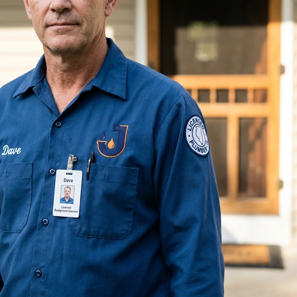 Licensed plumber showing ID badge in Soulsbyville, CA