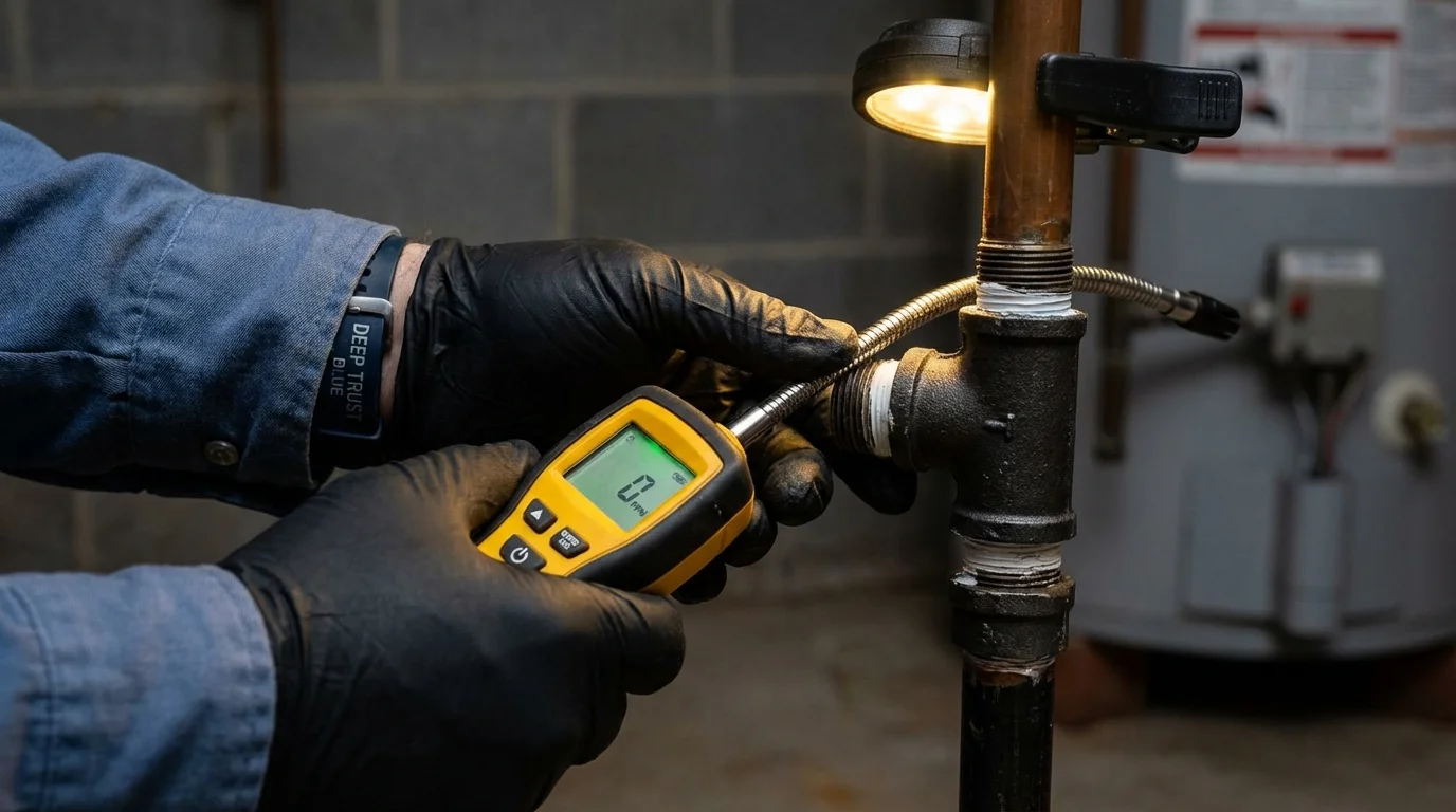 Gas leak detection with electronic sniffer by Johns Plumbing LLC in Soulsbyville
