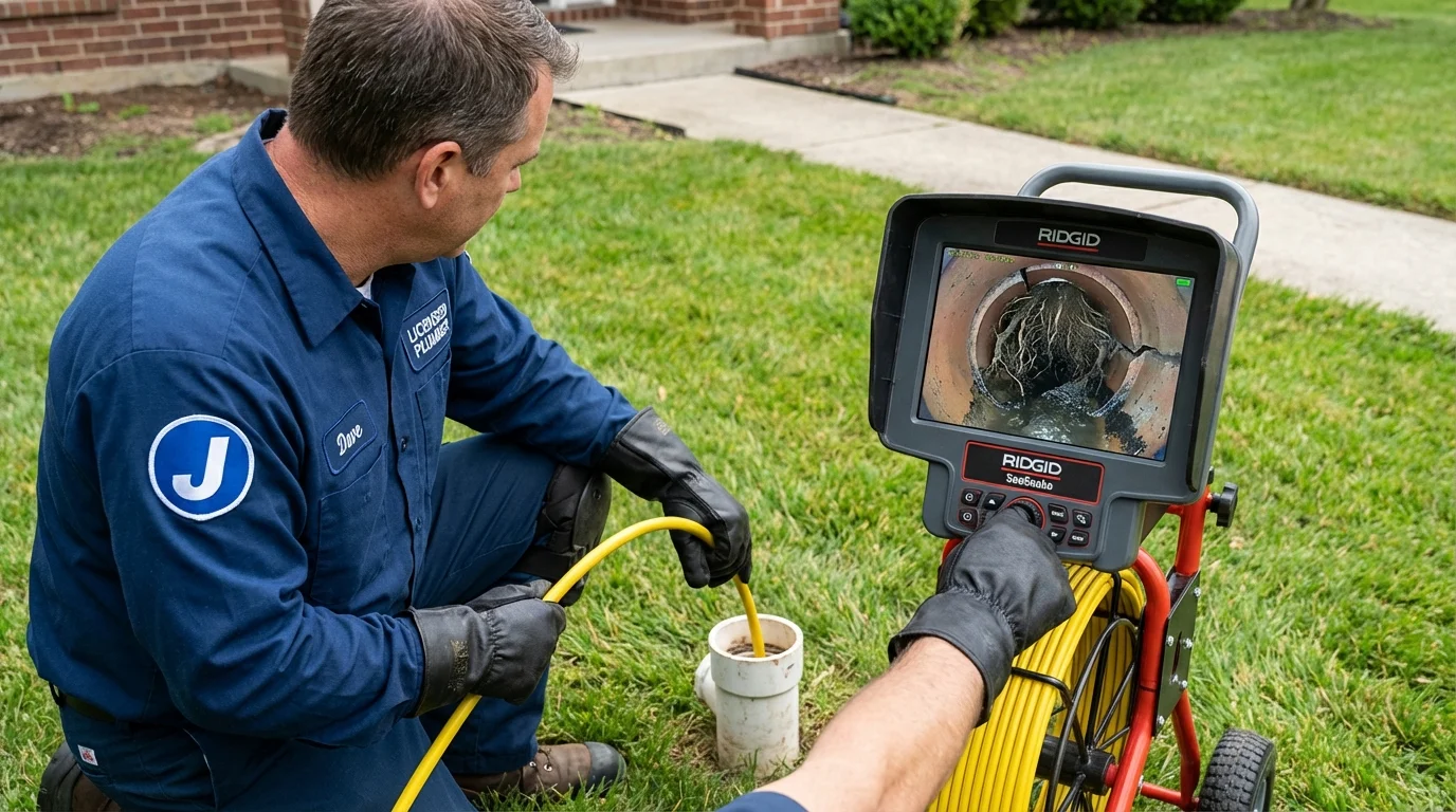 Sewer camera inspection being performed by Johns Plumbing LLC in Soulsbyville