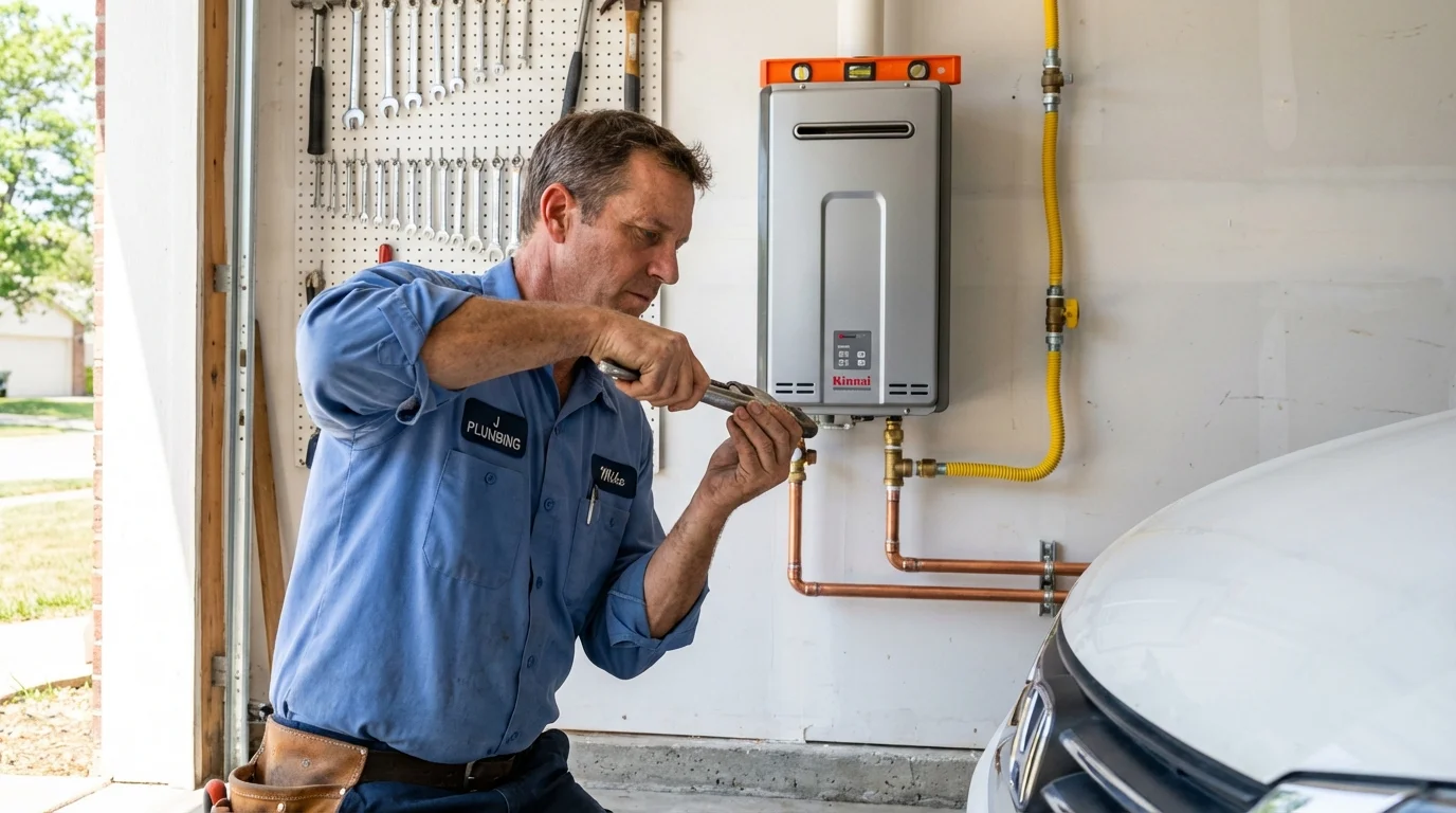 Tankless water heater installation by a Johns Plumbing LLC plumber in Soulsbyville